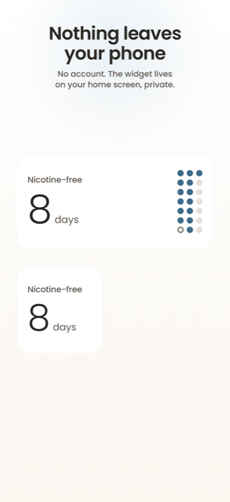 Ilma home screen widget showing days free